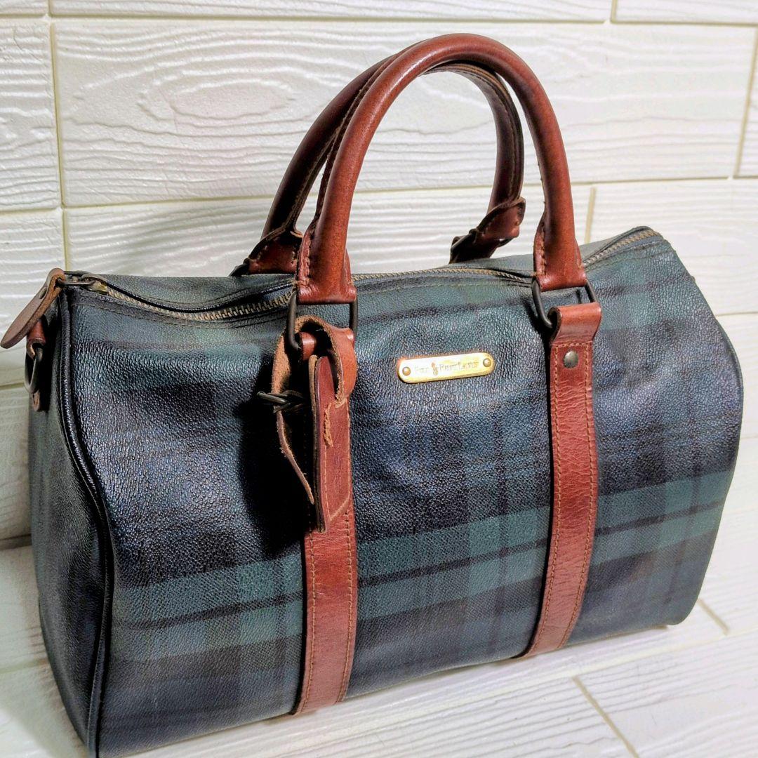 ポロ ラルフローレン ボストンバッグ PVC タータンチェック POLO