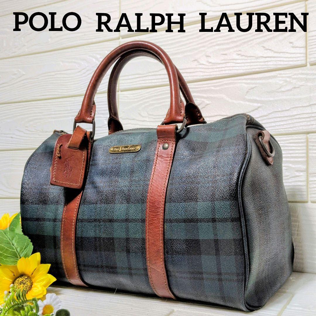 ポロ ラルフローレン ボストンバッグ PVC タータンチェック POLO