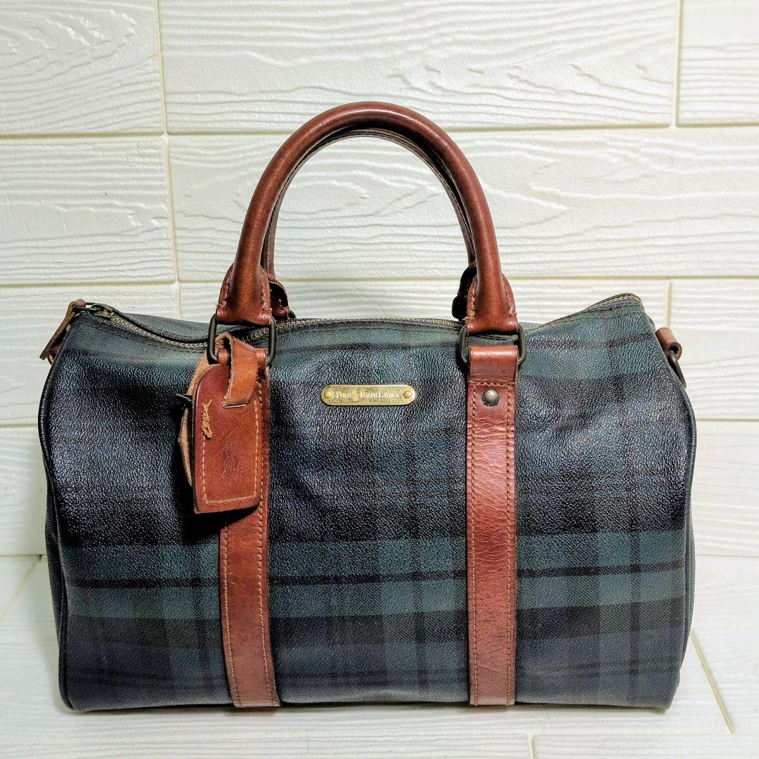 ポロ ラルフローレン ボストンバッグ PVC タータンチェック POLO