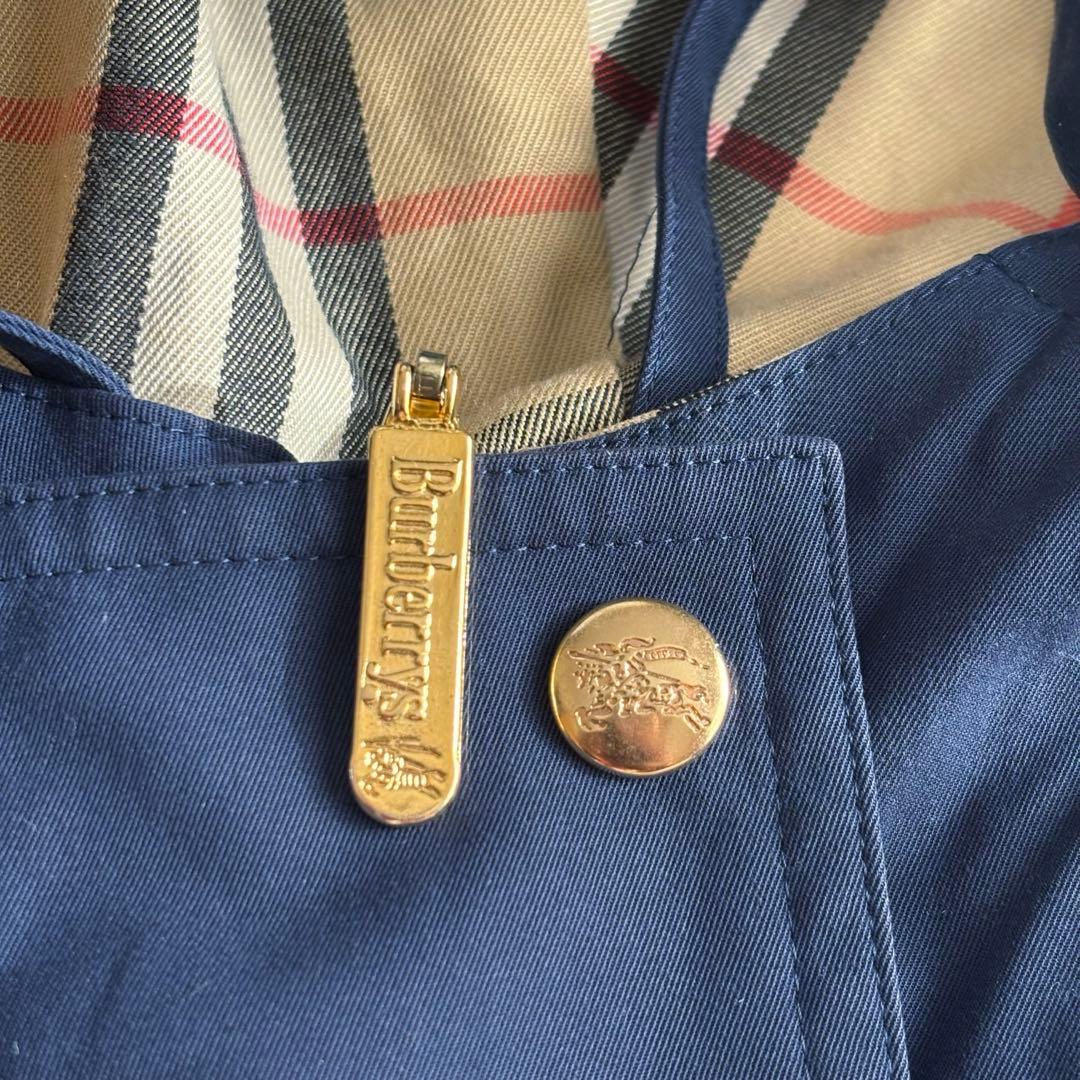 希少♪Burberry バーバリー ヴィンテージ フーデットコート ネイビー