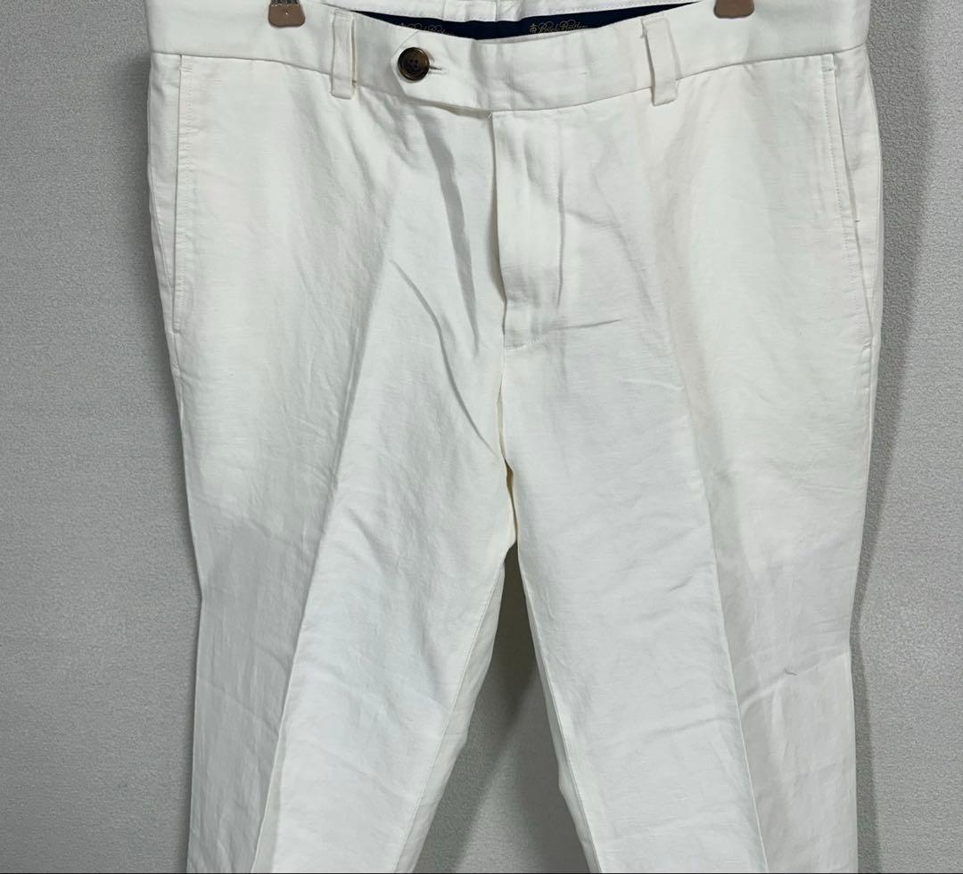 ブルックスブラザーズ 麻 リネンスラックス チノパン W33 白 ホワイト
