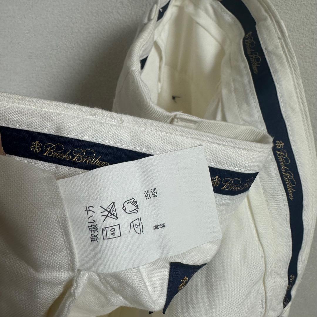 ブルックスブラザーズ 麻 リネンスラックス チノパン W33 白 ホワイト