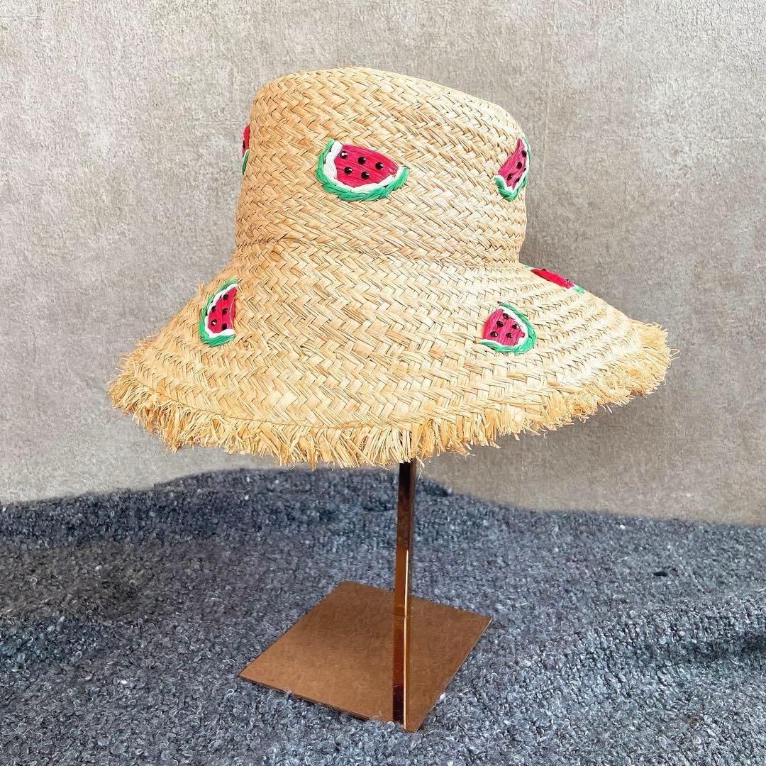 ケイトスペードニューヨーク ストローハット ウォーターメロン 麦わら帽子 すいか