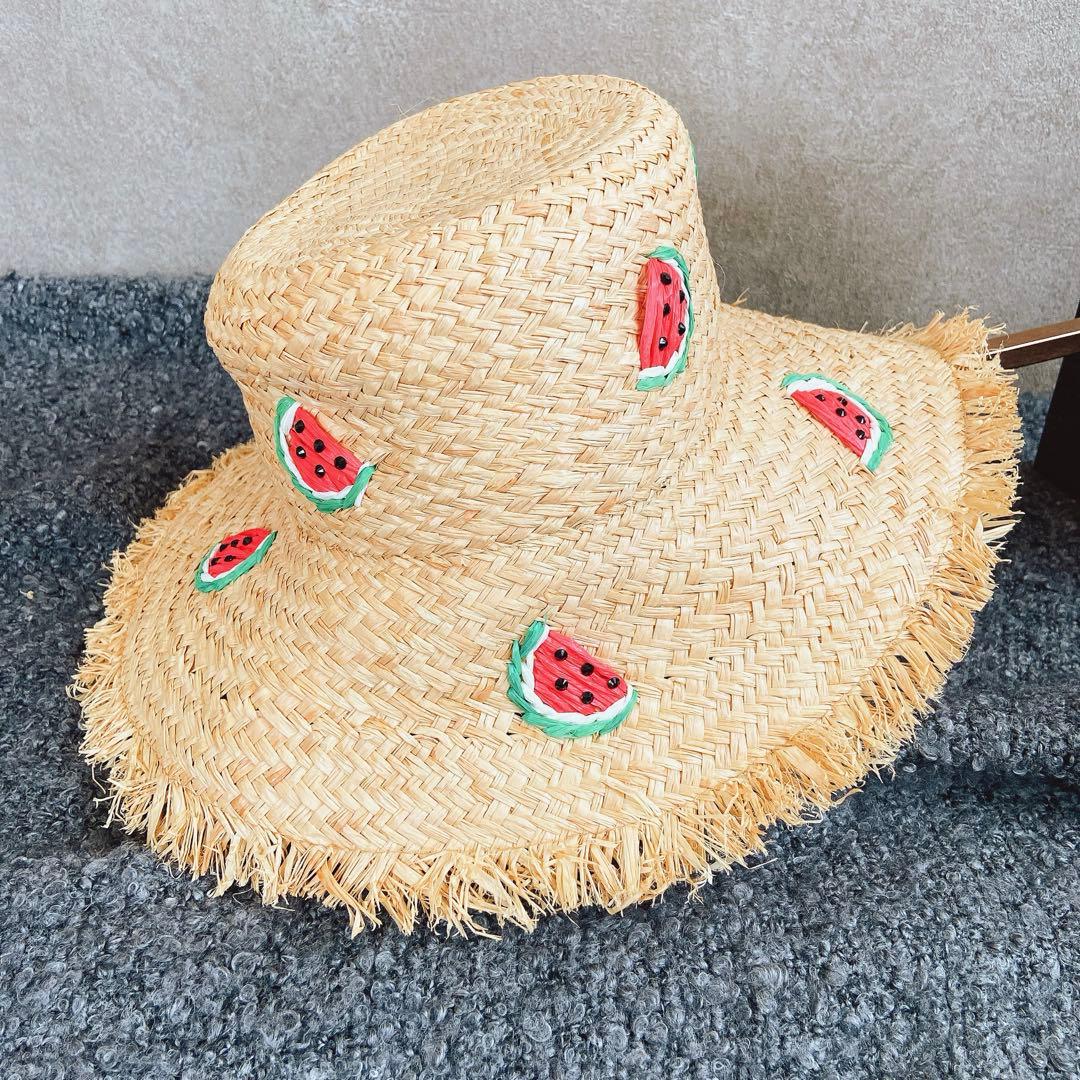 ケイトスペードニューヨーク ストローハット ウォーターメロン 麦わら帽子 すいか