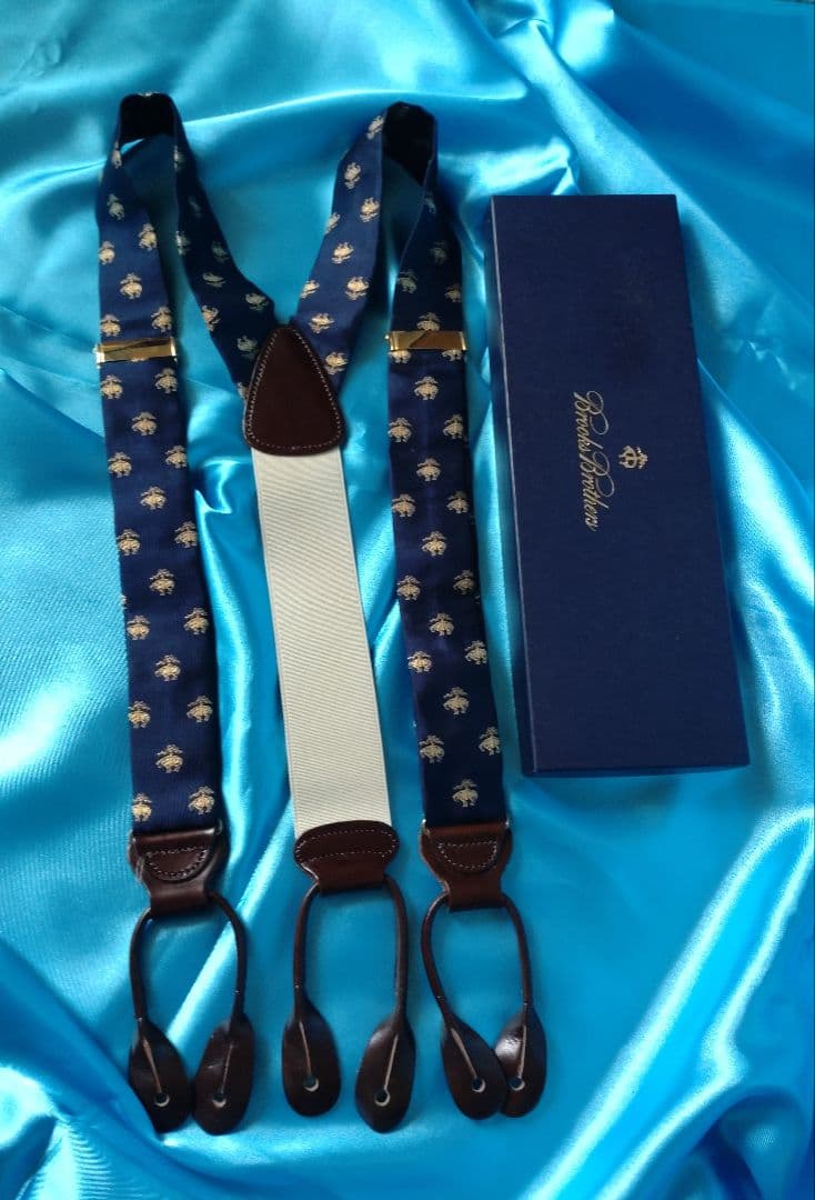 【美品】Brooks Brothers サスペンダー ネイビー　エンブレム柄