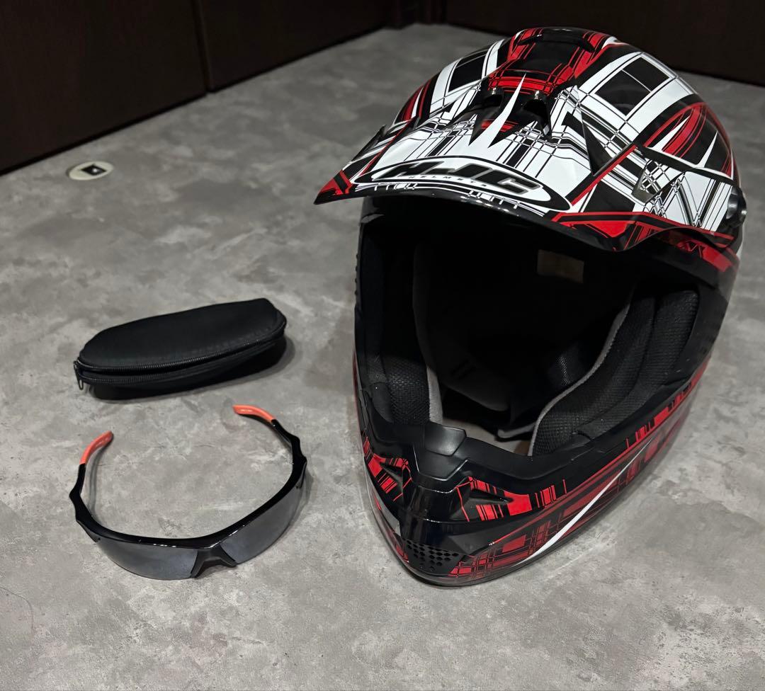 オフロードフルフェイスヘルメット 赤白