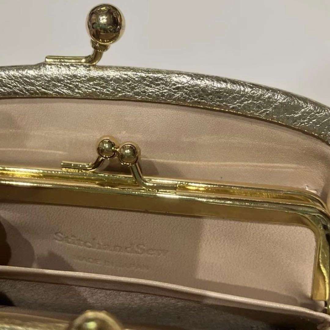 StitchandSew 小さながま口のお財布 ゴールド 革　がま口　日本製