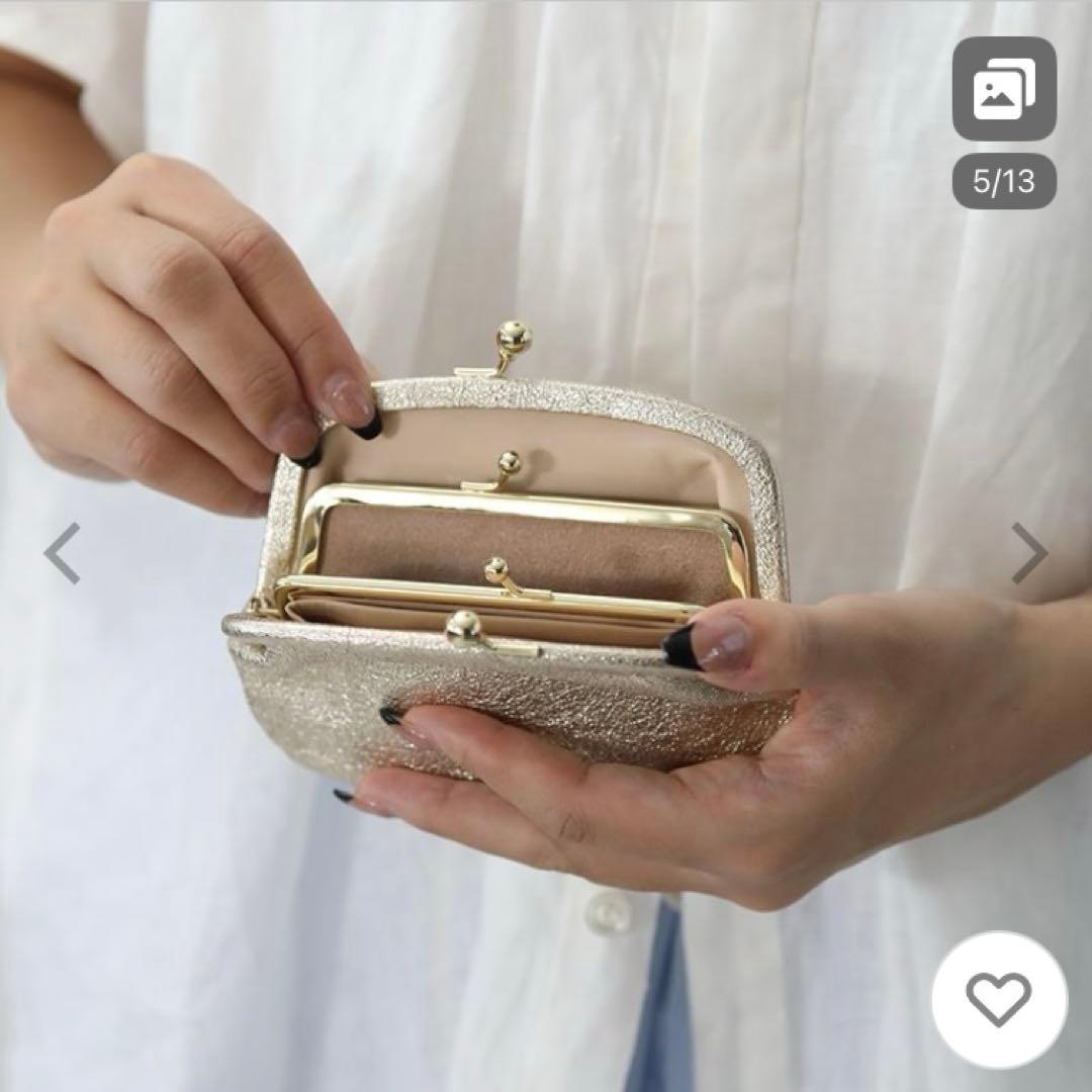StitchandSew 小さながま口のお財布 ゴールド 革　がま口　日本製
