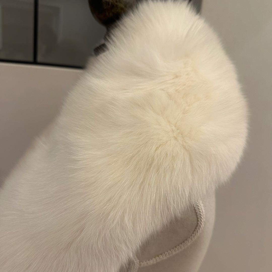 色味◎SAGA FURリアルファー ショール ホワイト シャドーフォックス