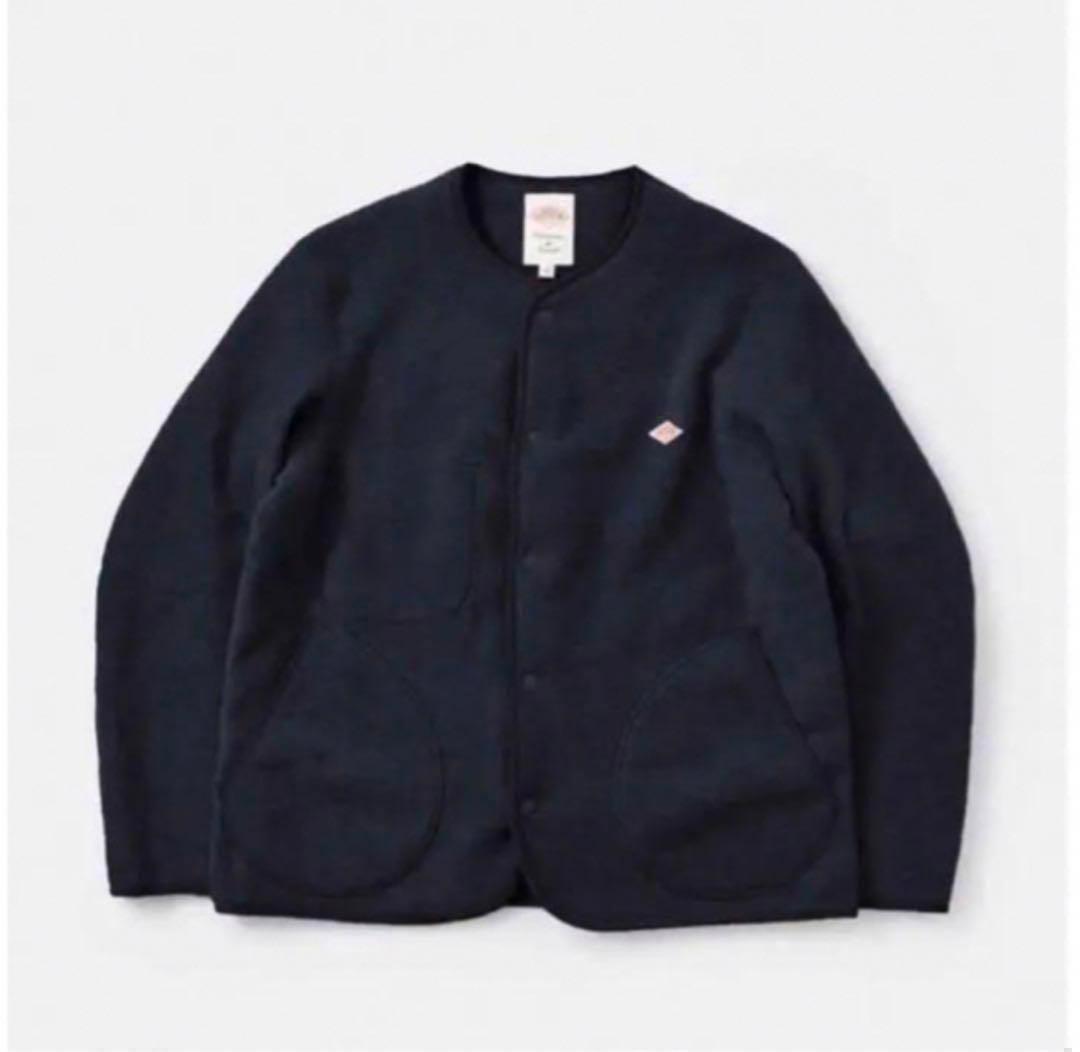 DANTONダントン　フリース ノーカラーカーディガン　ネイビー38