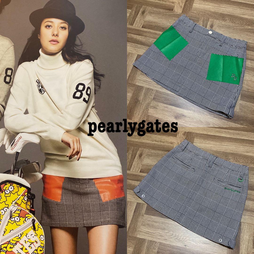 美品♡パーリーゲイツ♡スカート♡グレンチェック♡ブラック♡ホワイト♡グリーン♡M