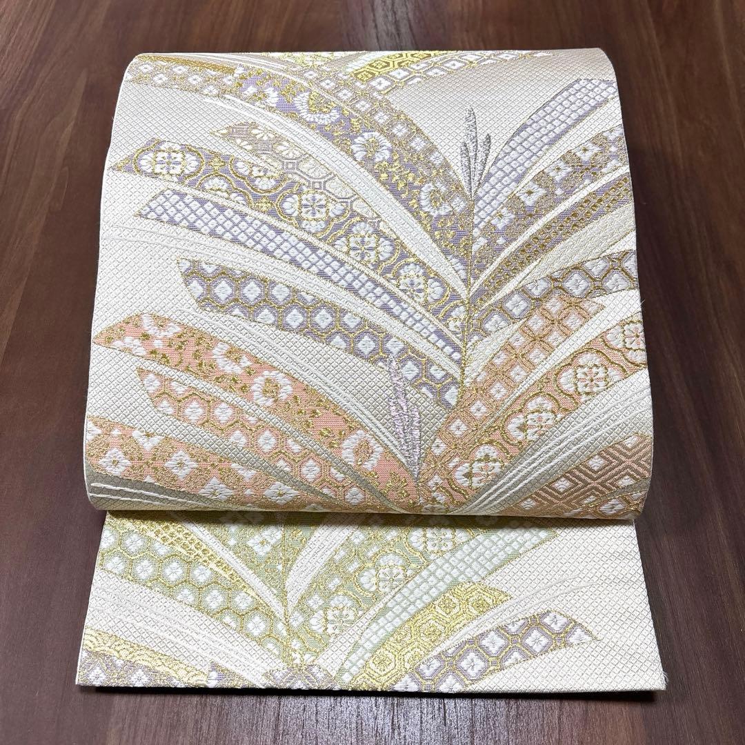 正絹　袋帯《生成り　大王松》