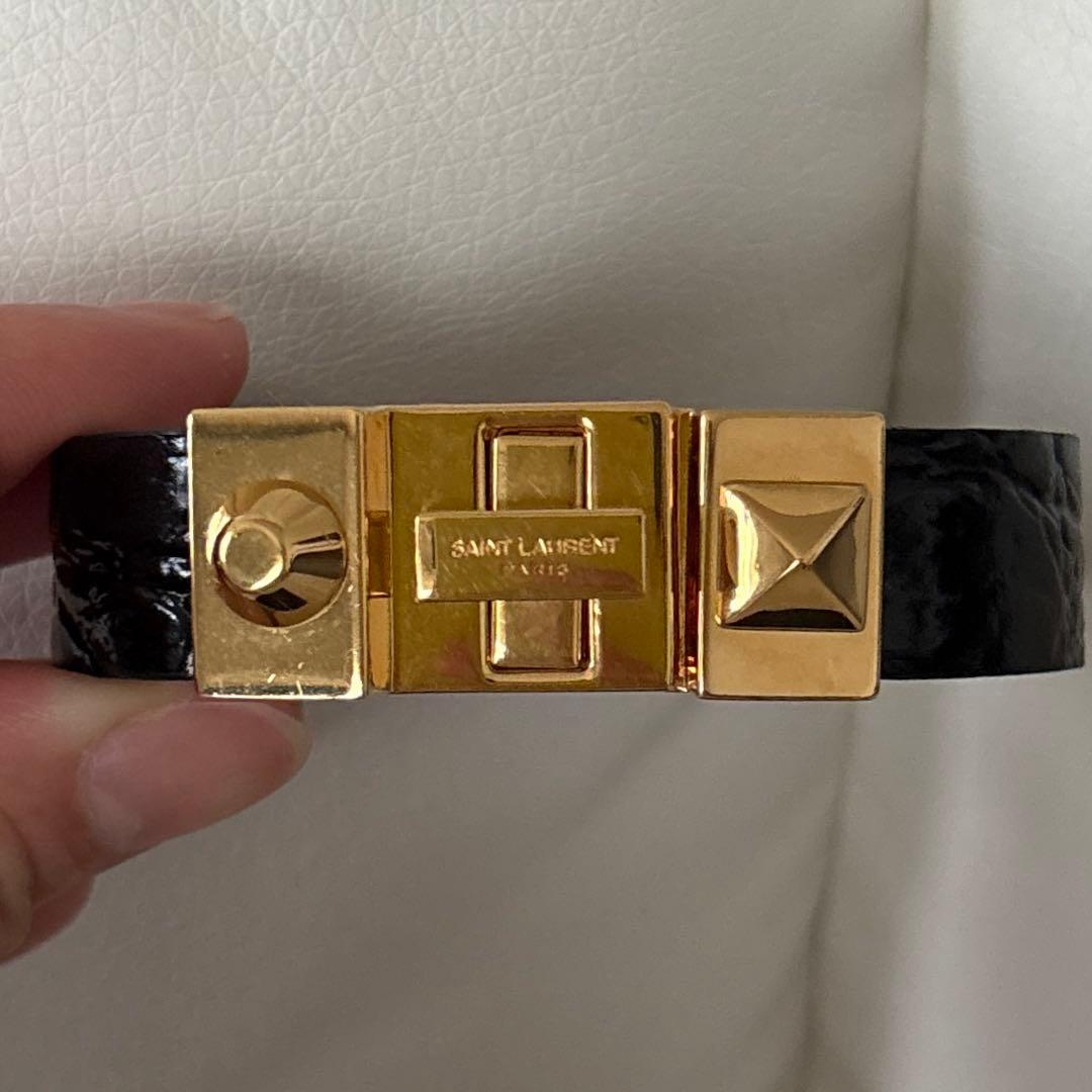 SAINT LAURENT 黒レザー バングル