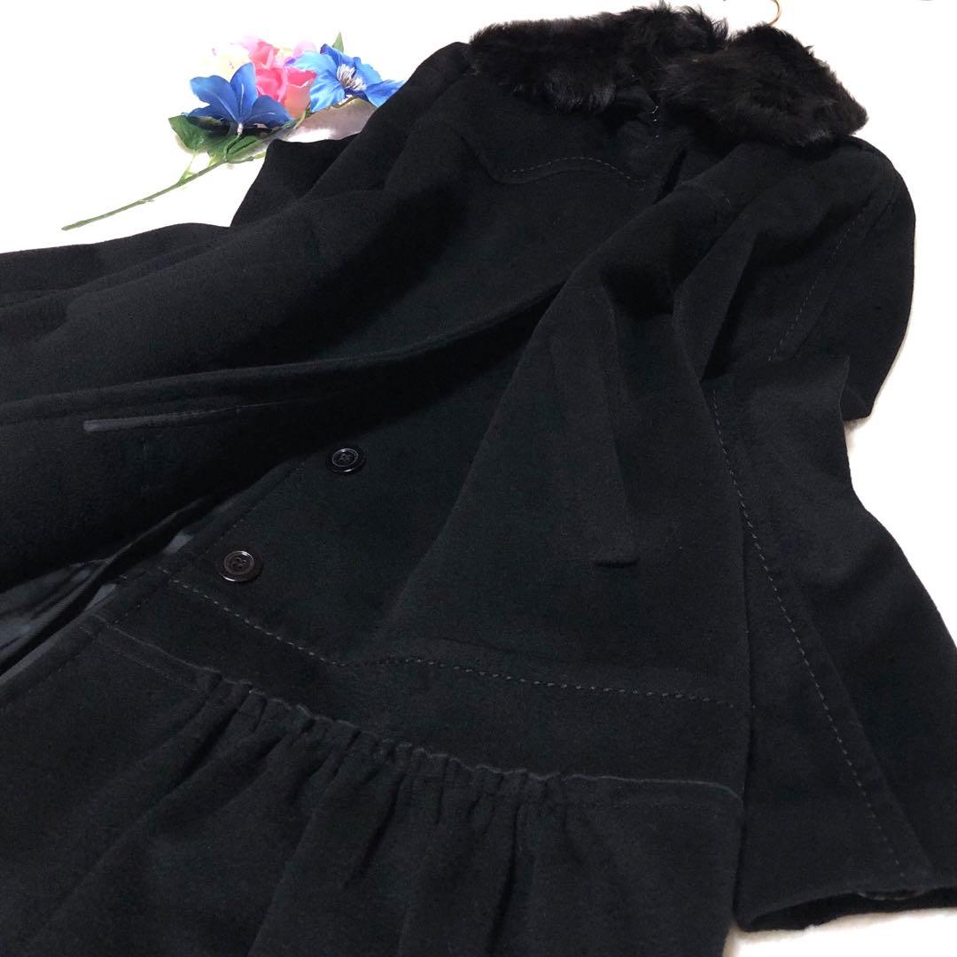 未使用級　スポーツマックス　チェスターコート　フリル　カラーストーン　黒　40