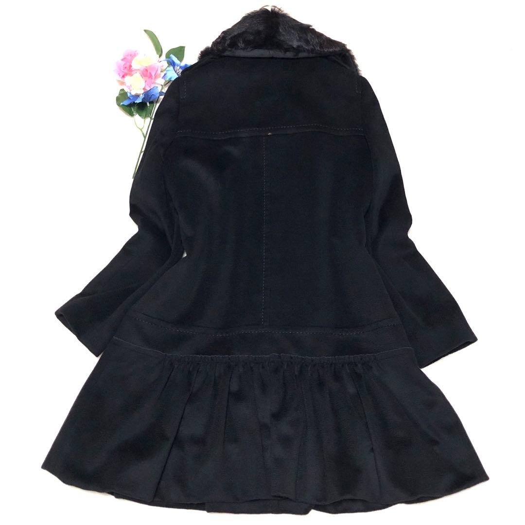 未使用級　スポーツマックス　チェスターコート　フリル　カラーストーン　黒　40
