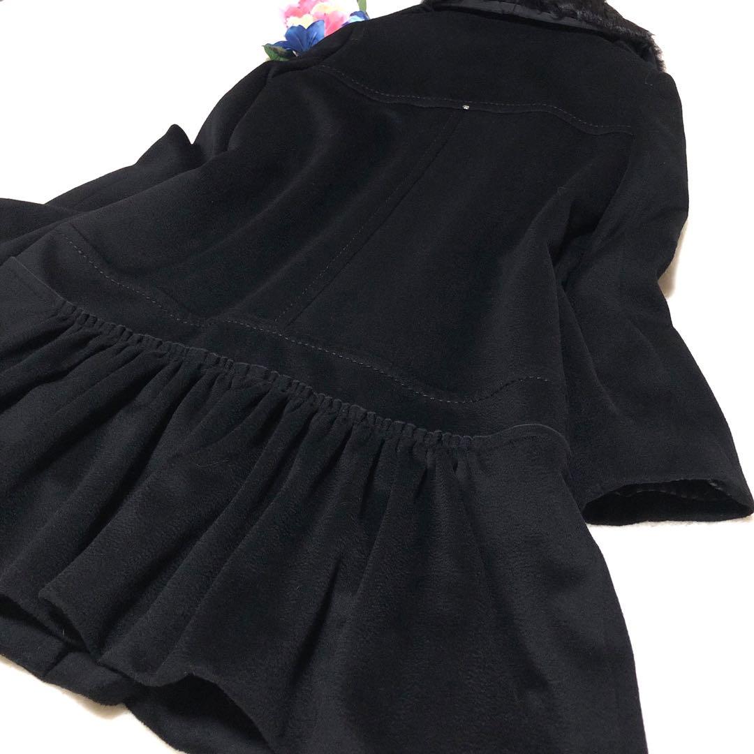 未使用級　スポーツマックス　チェスターコート　フリル　カラーストーン　黒　40