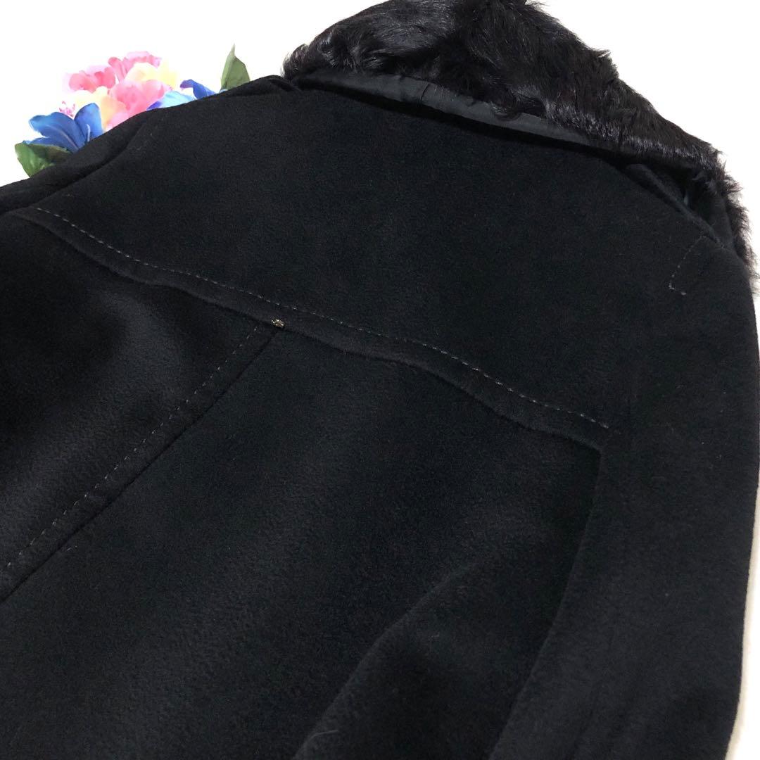 未使用級　スポーツマックス　チェスターコート　フリル　カラーストーン　黒　40