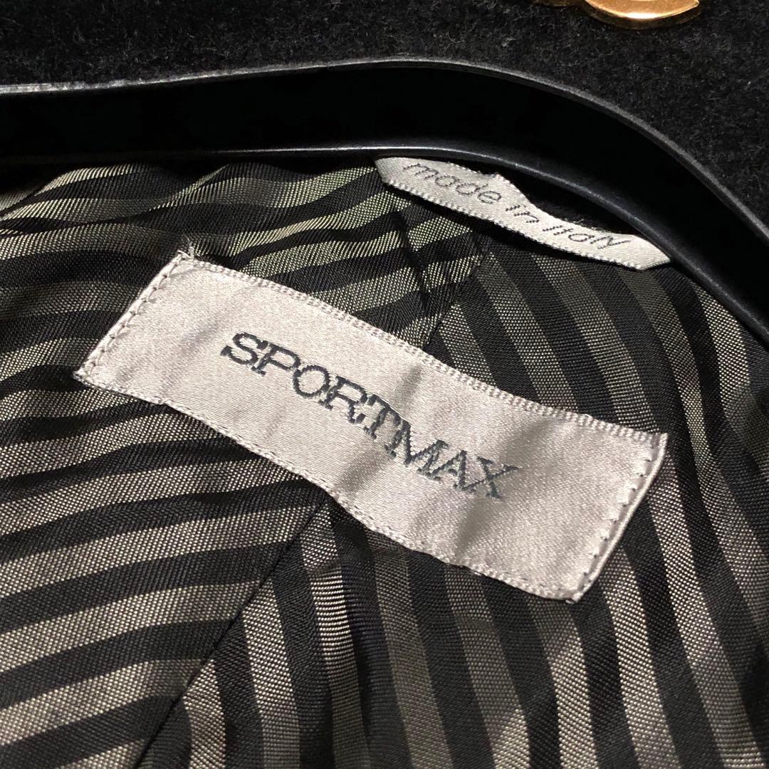 未使用級　スポーツマックス　チェスターコート　フリル　カラーストーン　黒　40