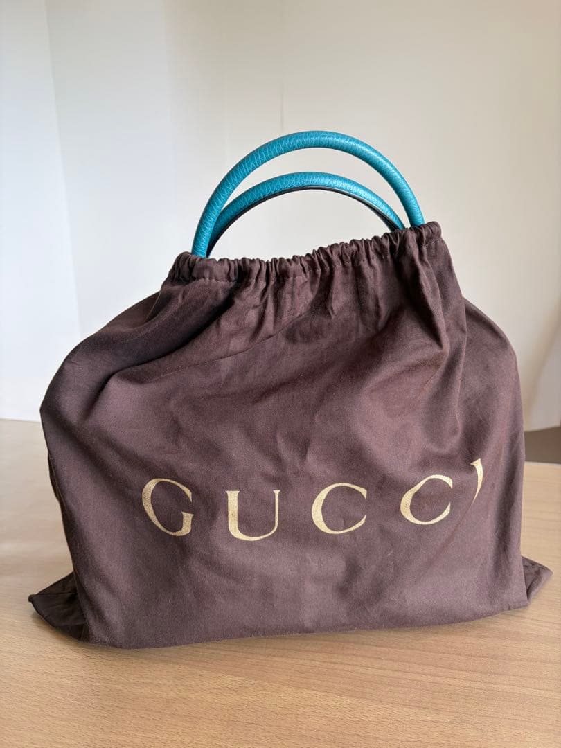 GUCCI ターコイズ レザー ショルダーバッグ