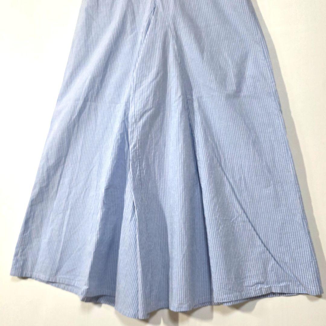 MM6メゾンマルジェラ【36】フレアパンツ 水色 キュロットストライプ　夏