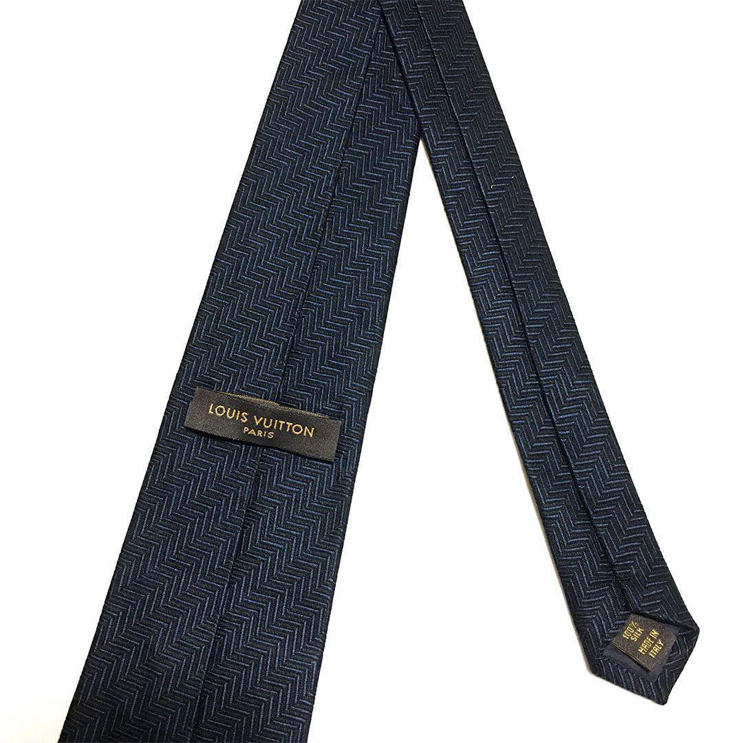 未使用級 ルイヴィトン Louis Vuitton ネクタイ ネイビー V字柄