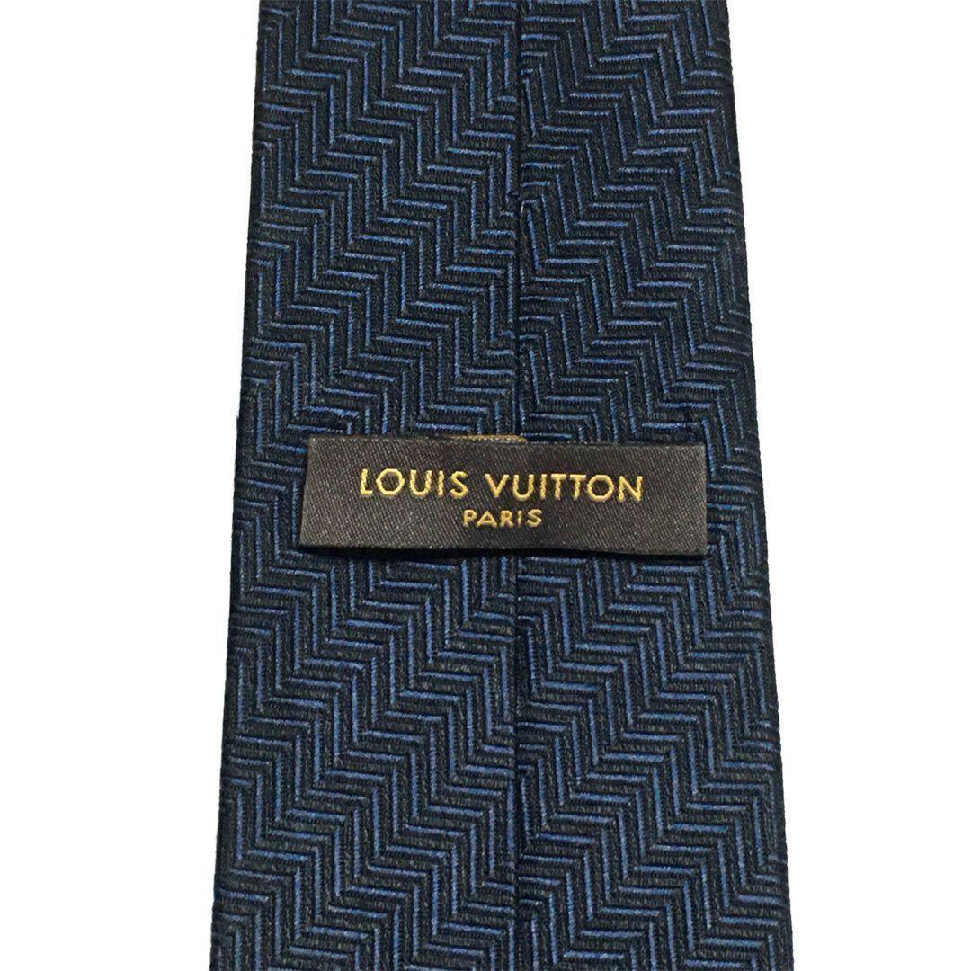 未使用級 ルイヴィトン Louis Vuitton ネクタイ ネイビー V字柄