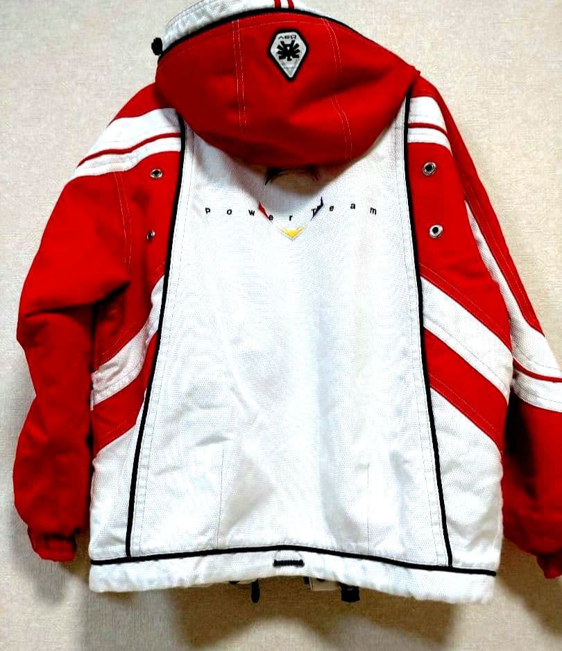 asics Power Austria スキーウェア 赤/白 フード付き