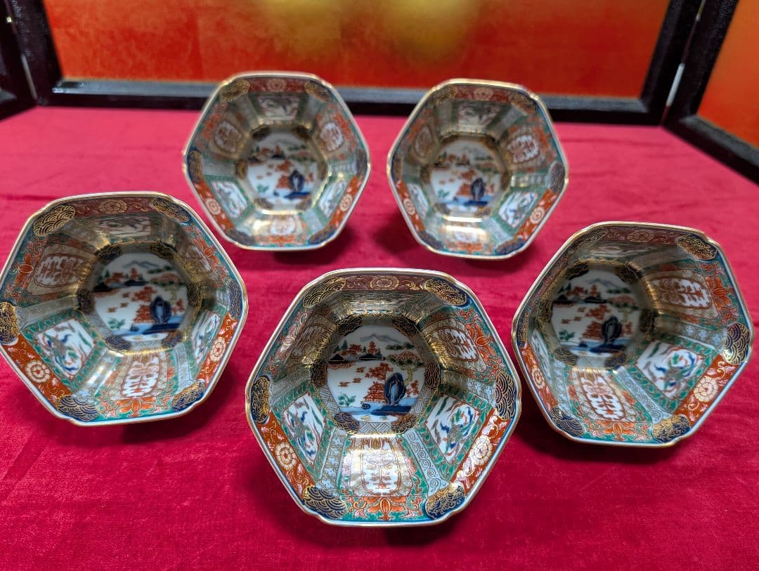 幸楽窯　錦山水　小鉢5客