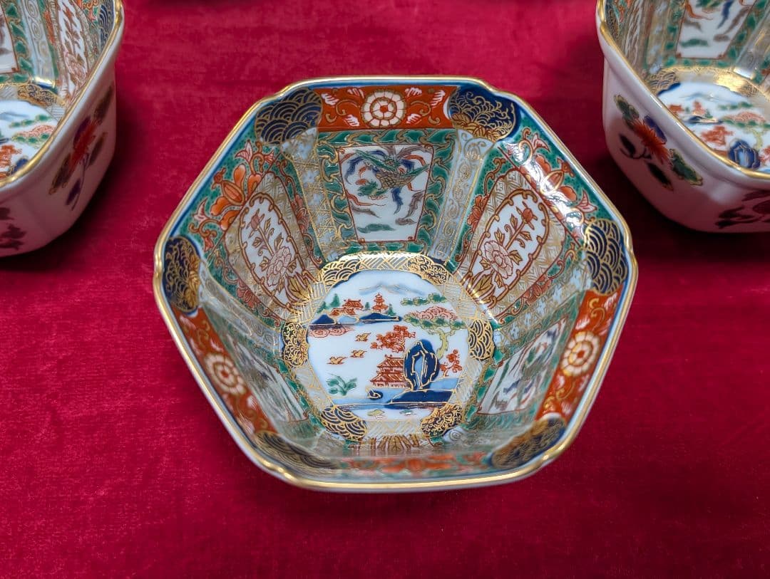 幸楽窯　錦山水　小鉢5客