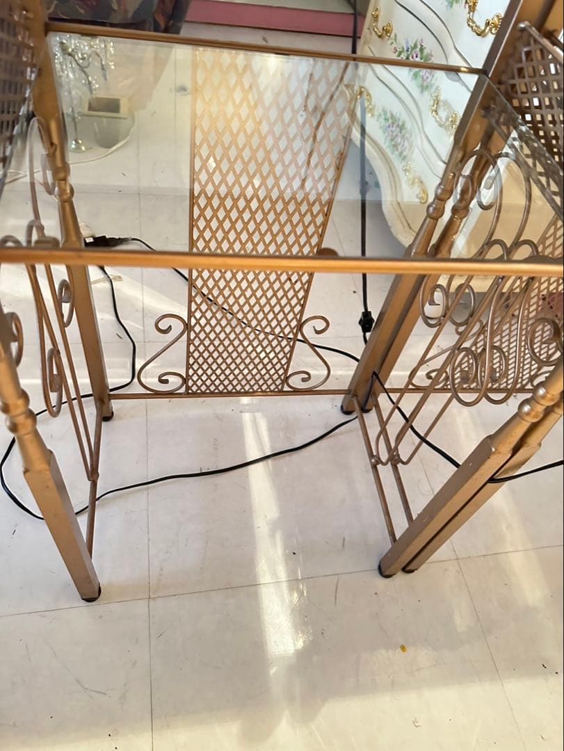 ゴールド ドレッサー・鏡台 照明付き