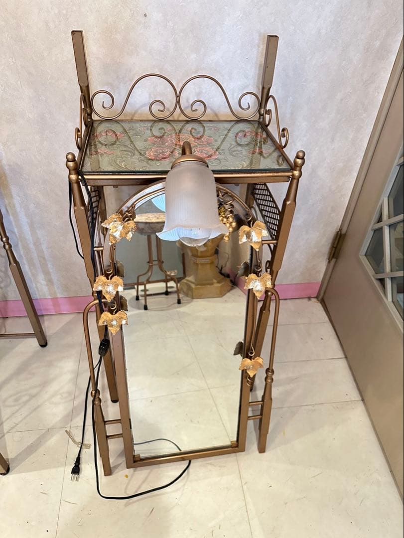 ゴールド ドレッサー・鏡台 照明付き