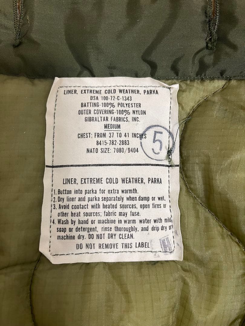 1972年製 米軍 M-65 フィッシュテイル ライナーデッドストック