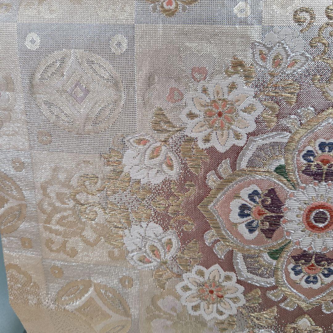 しつけ糸付き未使用水色訪問着4点フルセット、着物、袋帯、帯締め、帯揚げ