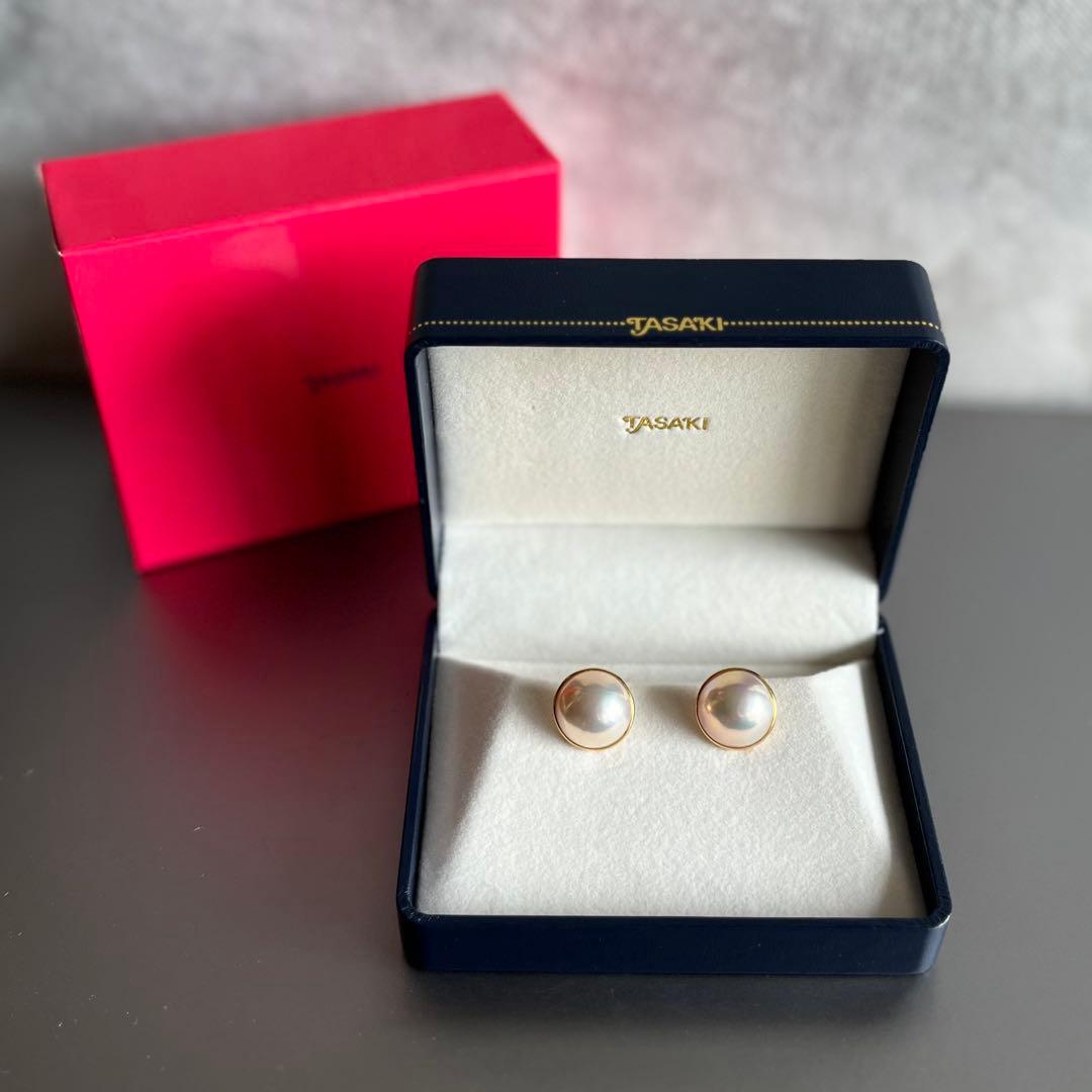 田﨑真珠 TASAKI K18 大粒 マベパール パール ピアス 約15㎜
