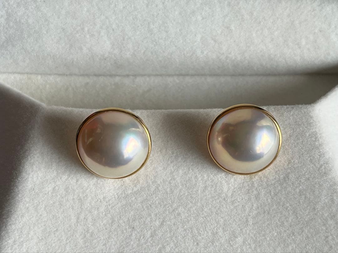 田﨑真珠 TASAKI K18 大粒 マベパール パール ピアス 約15㎜