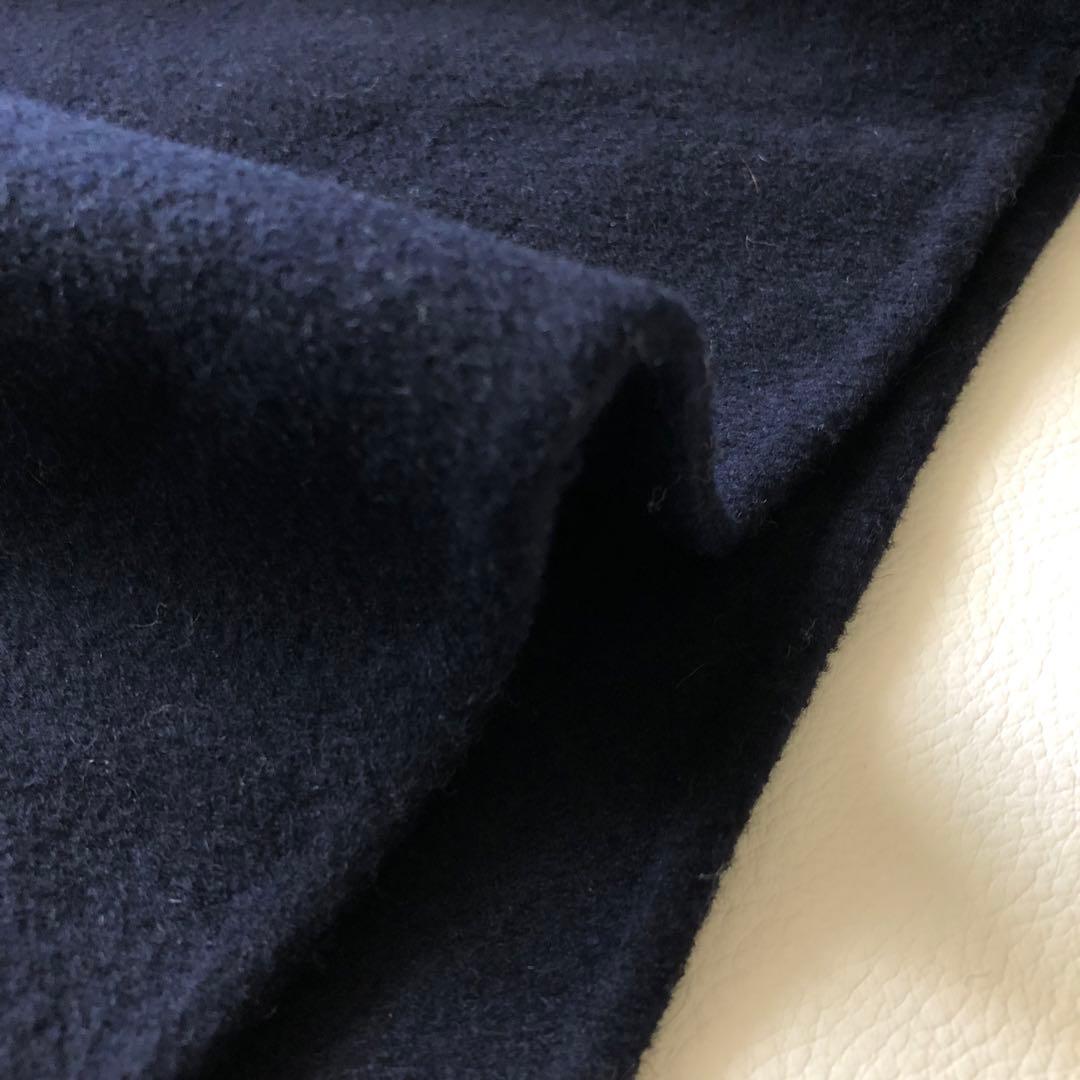 2991y美品　アンナンバー　ショートリバーコート　紺　ウール