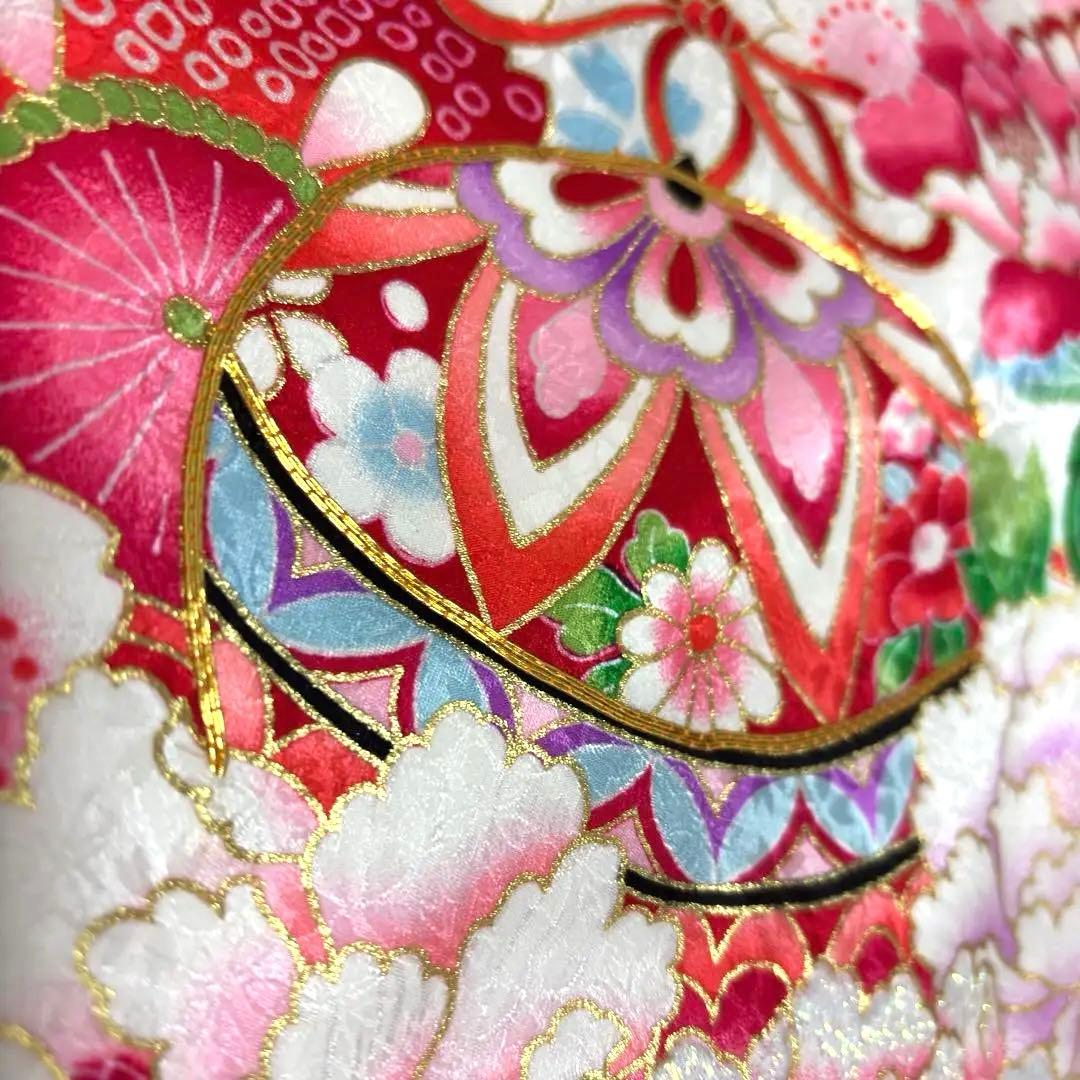 《新品》正絹 華やかな刺繍入❗️お宮参り 産着 祝着 襦袢付 新品たとう紙付 白