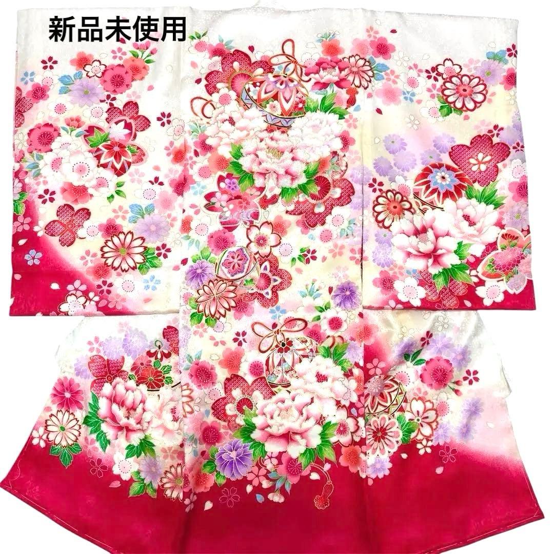 《新品》正絹 華やかな刺繍入❗️お宮参り 産着 祝着 襦袢付 新品たとう紙付 白