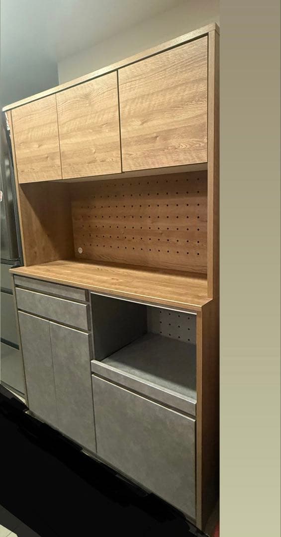 【残り2日】【1/14まで限定】大川家具　モルタル/ナチュラル キッチン収納