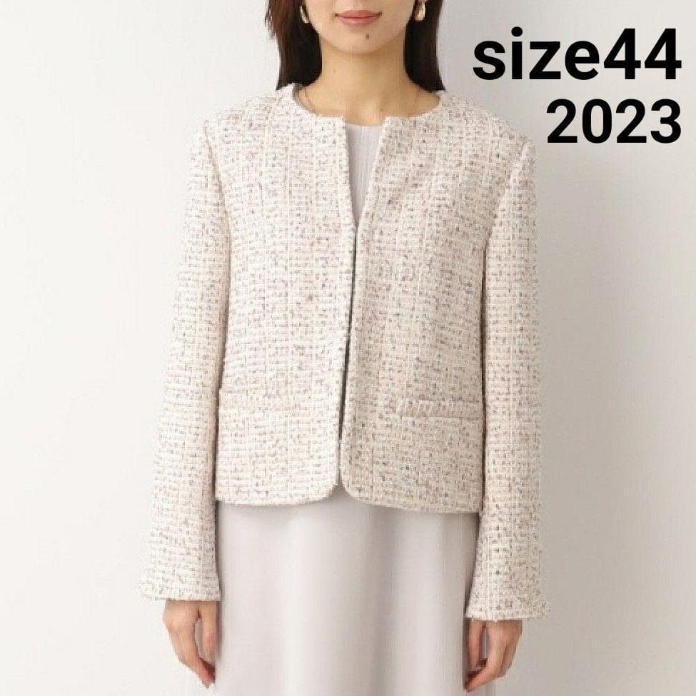 美品　アンタイトル　3L　リッチファンシーツイードジャケット　2023　定4.6