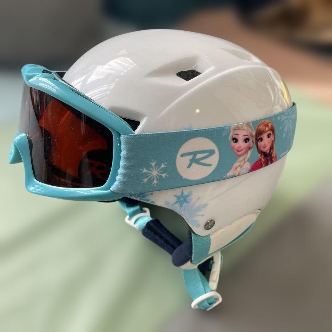 【美品】キッズ ロシニョール アナ雪ヘルメットゴーグルセット一回使用