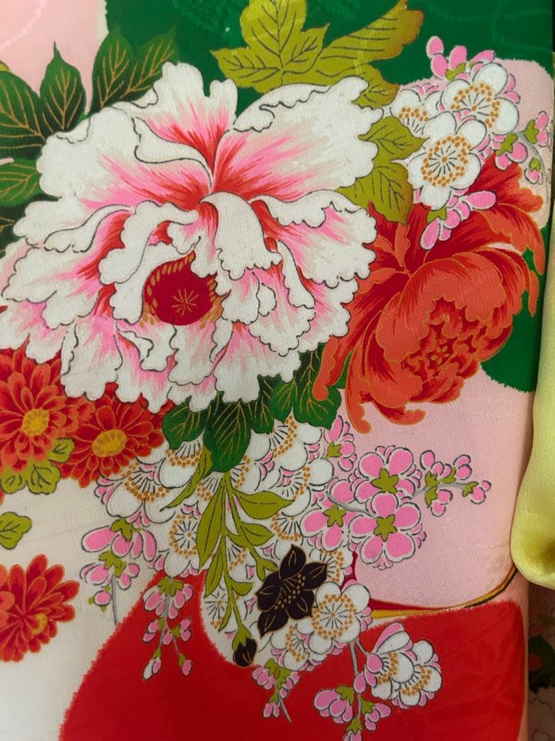 7歳　七五三　アンティーク正絹着物、アンティーク帯、帯揚げ、帯締めのセット