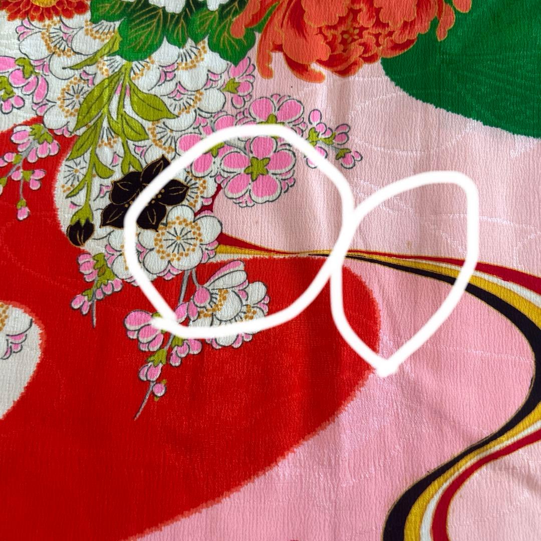 7歳　七五三　アンティーク正絹着物、アンティーク帯、帯揚げ、帯締めのセット