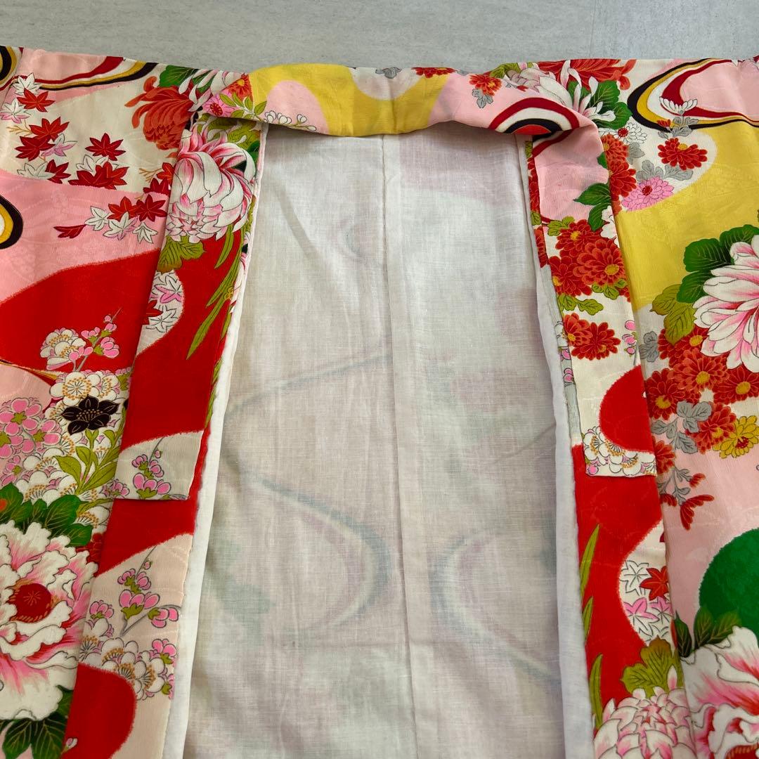 7歳　七五三　アンティーク正絹着物、アンティーク帯、帯揚げ、帯締めのセット