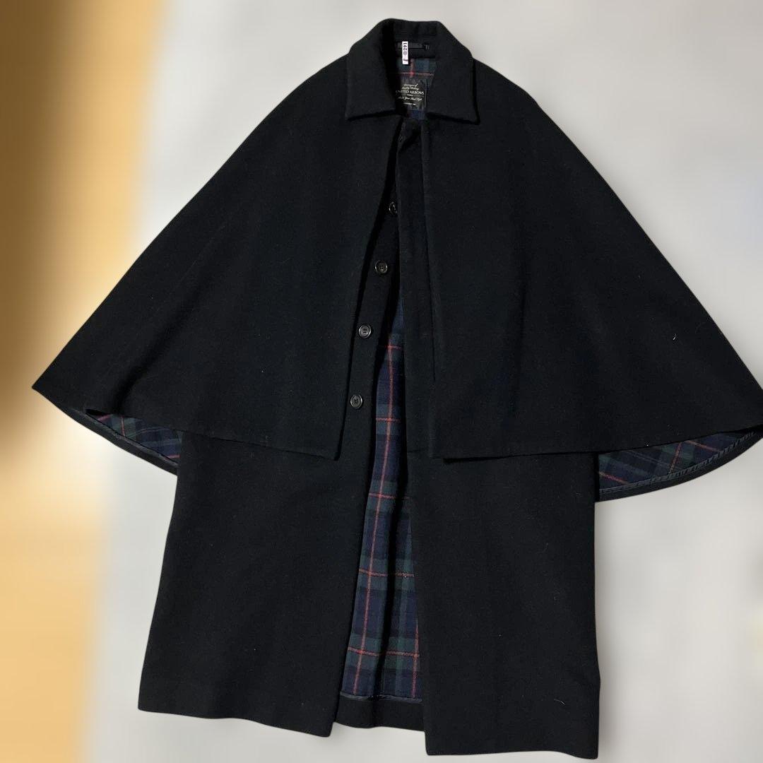UNITED ARROWS ブラック ケープコート　ポンチョ　マント