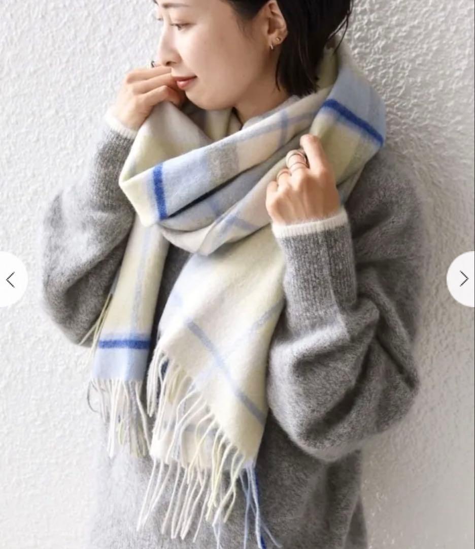 ships ウール カシミヤ ウォッシャブル ストール チェックマフラー