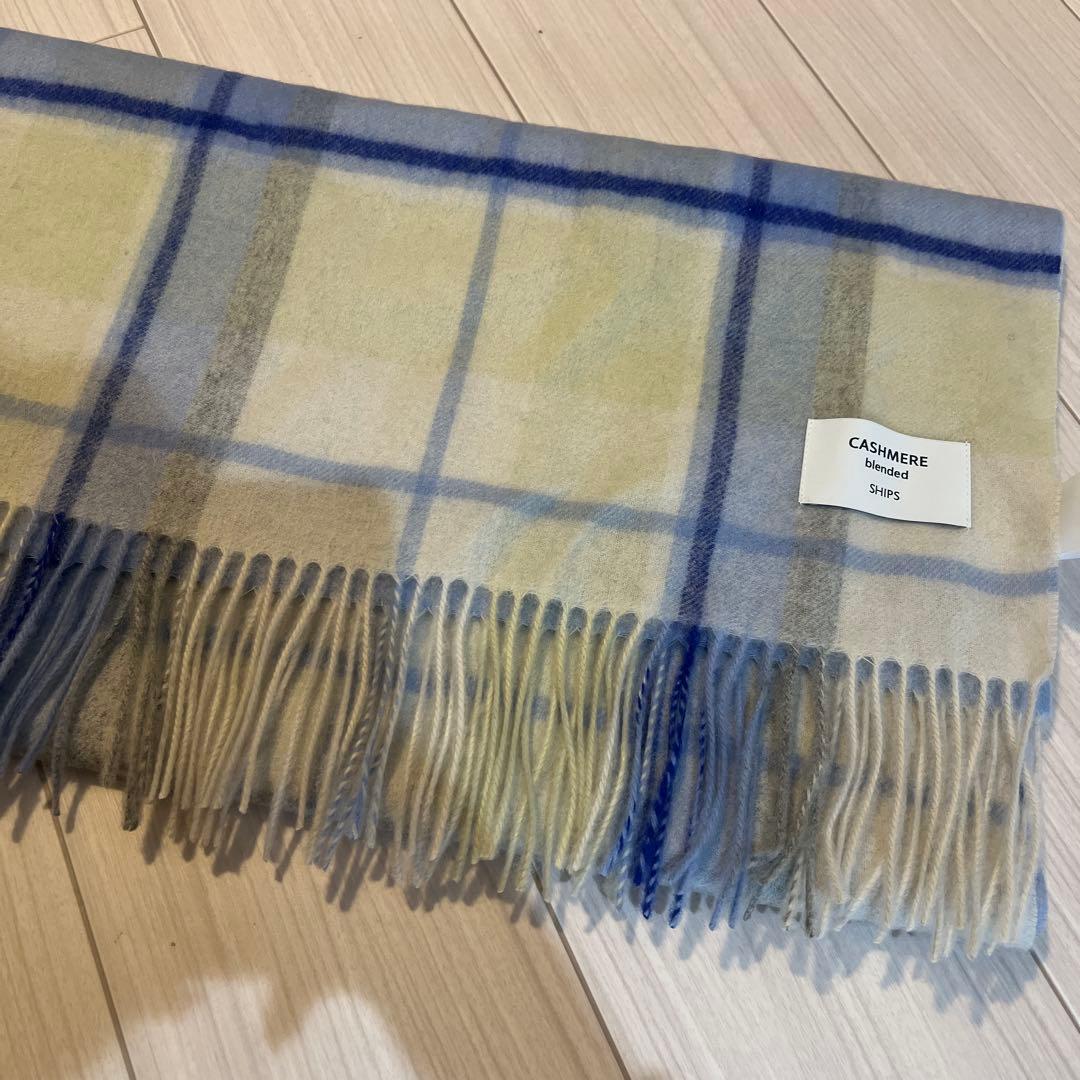 ships ウール カシミヤ ウォッシャブル ストール チェックマフラー