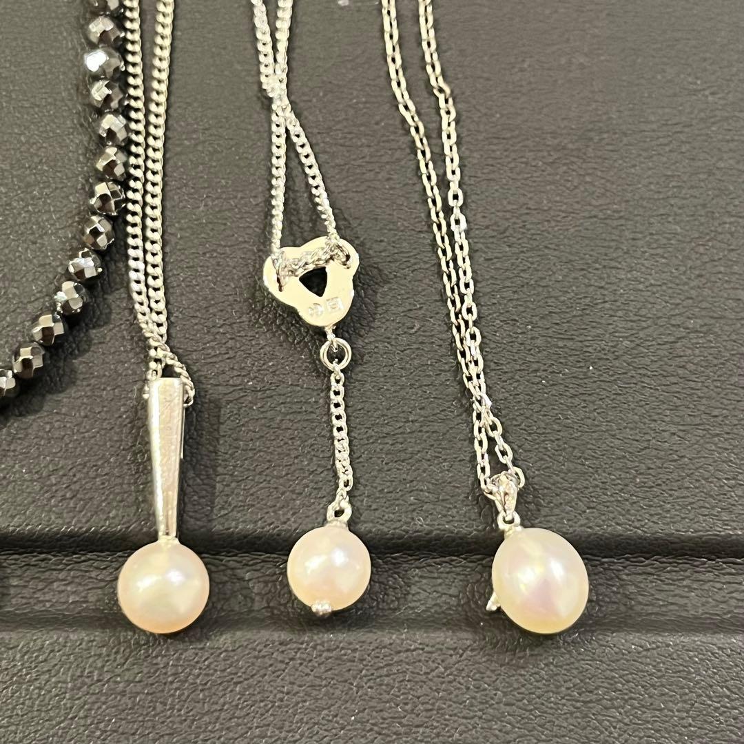 パール　ネックレス　田崎　ミキモト　天使の卵　シルバー　黒蝶　オニキス