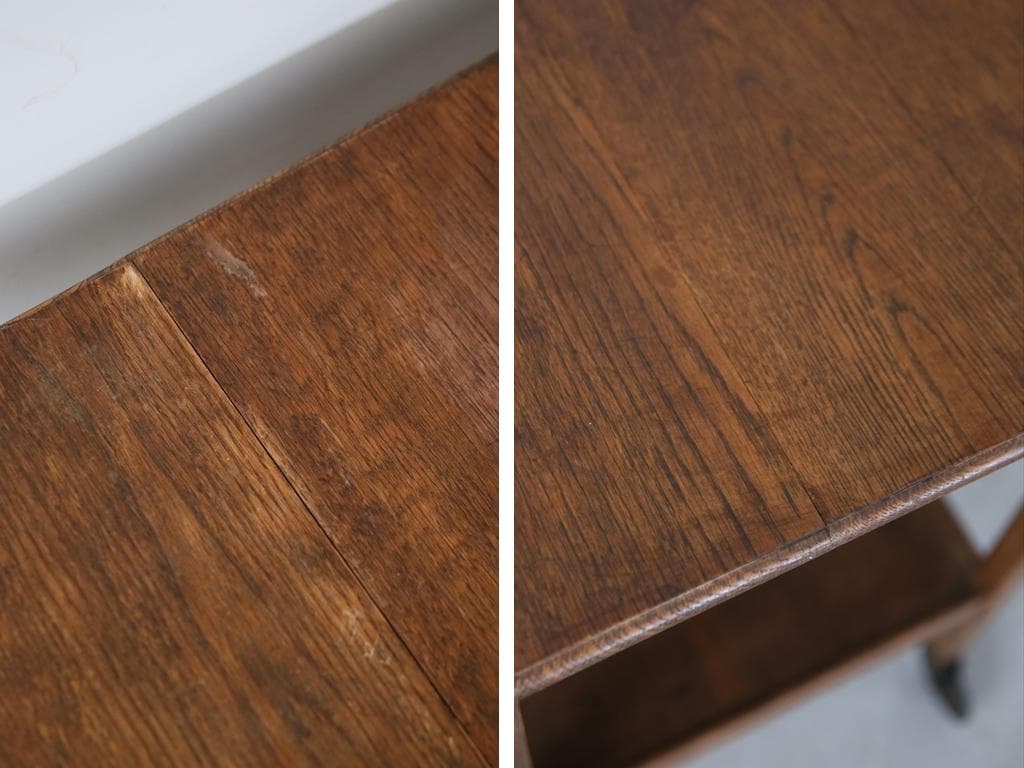 英国アンティーク木製ドロップリーフトロリーテーブル/収納式ワゴン/机(91-66