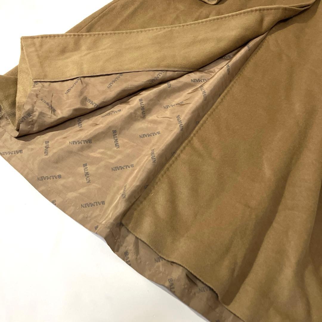BALMAIN バルマン／アンゴラ　シルク　コート　ロングコート　キャメル